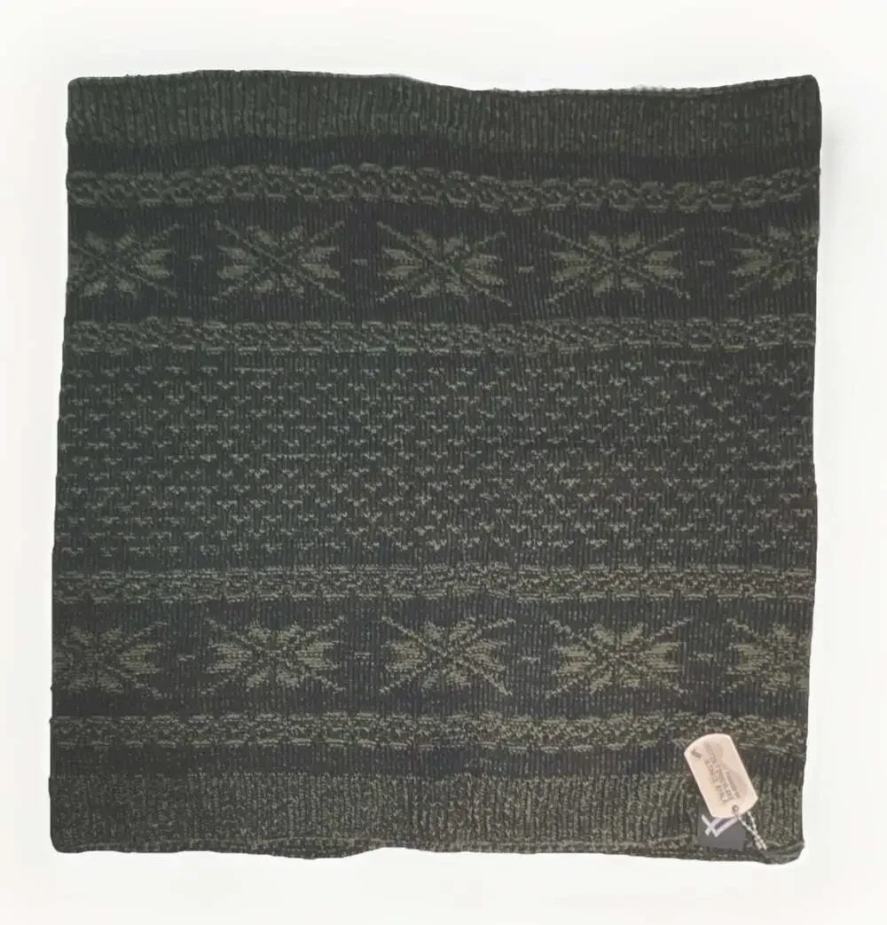 William Rast Green/Black Acrylic Knit Geometric Logo Cowl Snood Scarf